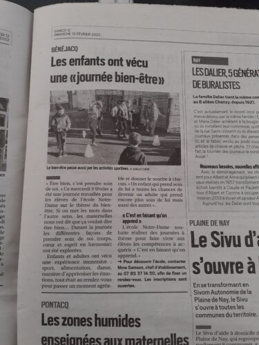 Article du samedi 12 février sur la journée "bien-être"